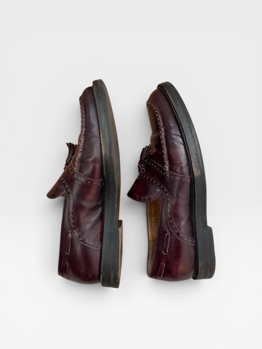 Dries Van Noten Burgundy Tassel Leather Loafers - Picture 3 of 6